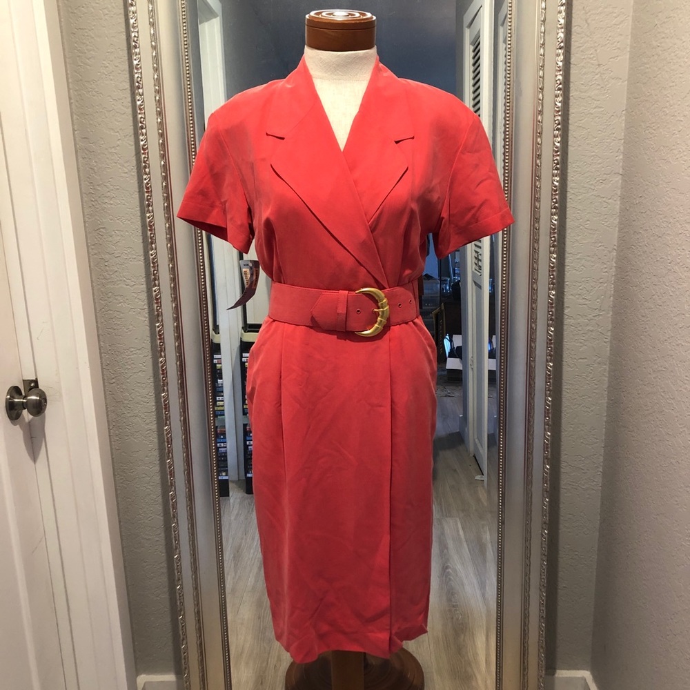 NWT VINTAGE 100% SILK WRAP DRESS W/MATCHING BELT